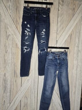 American Eagle Outfitters Ripped Dark Blue Skinny Jeans